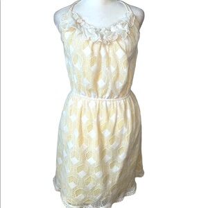 Anthropologie Corey Lynn Calter Yellow Lace Halter Neck Dress Size 2